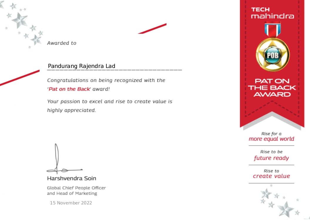 Pat on the Back Award 2022