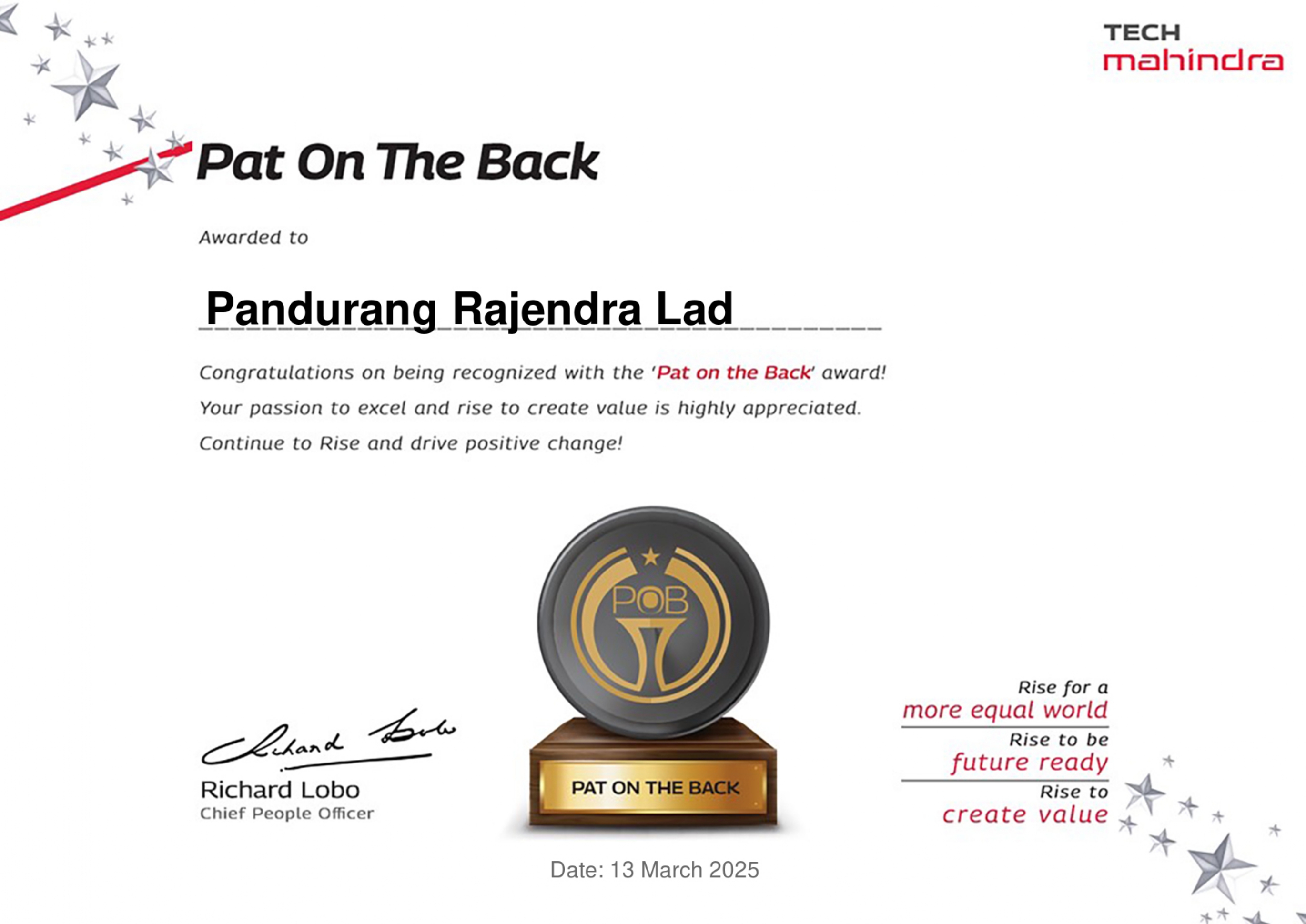 Pat on the Back Award 2025