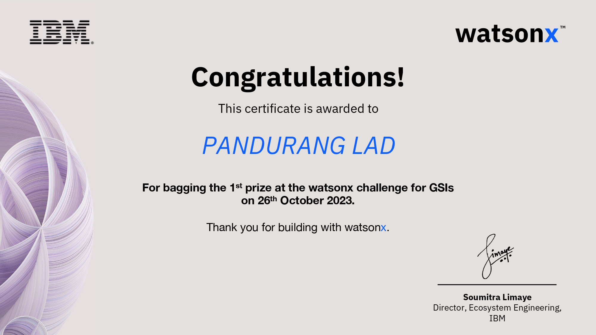 WatsonX Challenge 1st Prize